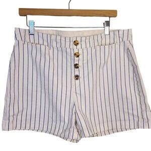 Old Navy Button Fly Jeans Shorts Sz 14 Stripe Stretch Mid Rise